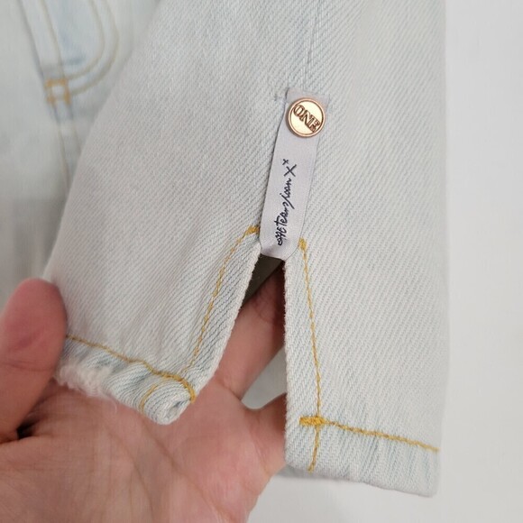 NEW One Teaspoon Brando 2020 Mini Distressed Light Wash Denim Button Fly Skirt - Picture 8 of 15